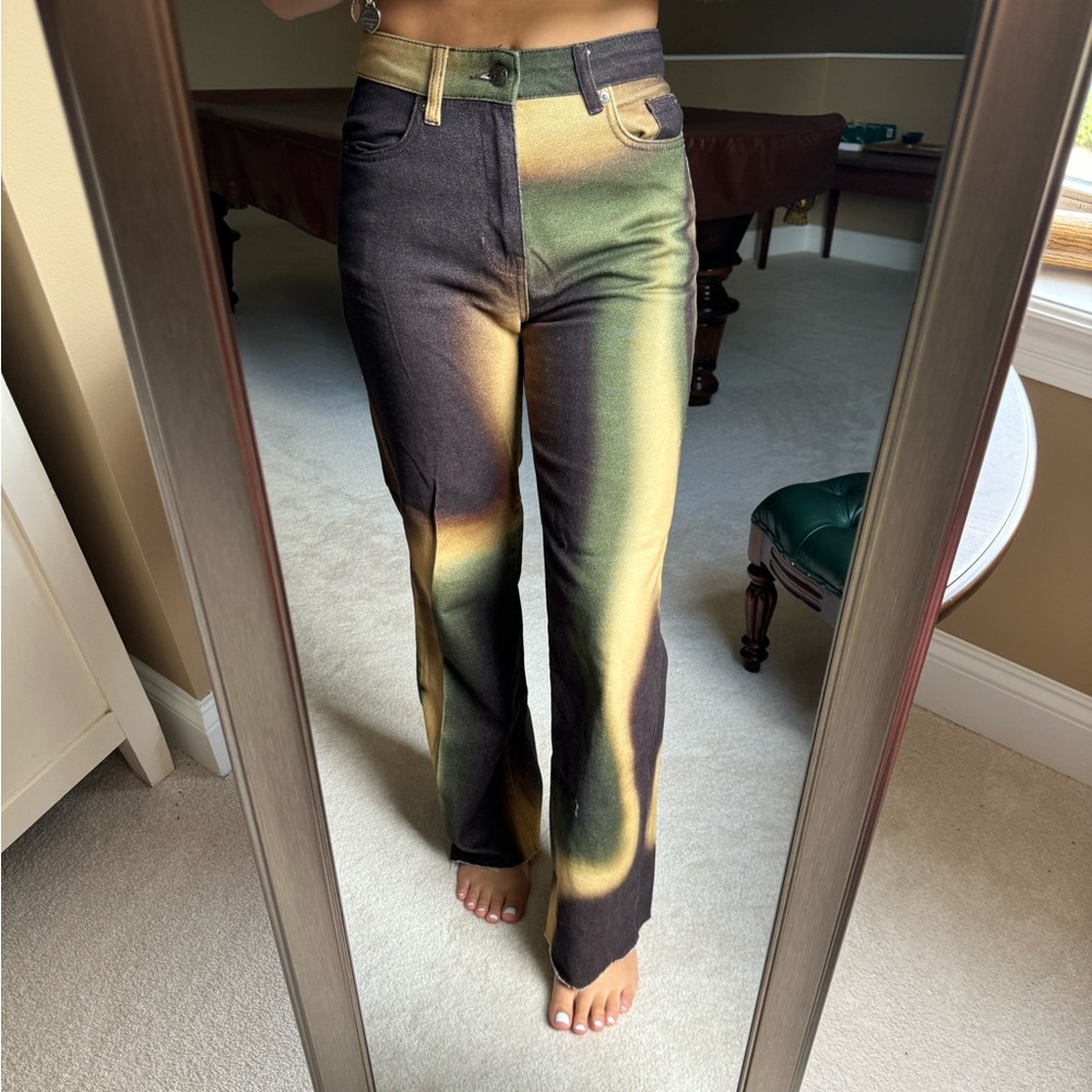 Jaded London Boyfriend Green Dark Color Fade Jeans